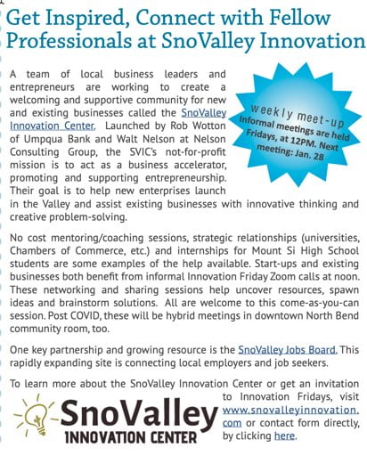 Mention In NorthBend Business Bulletin